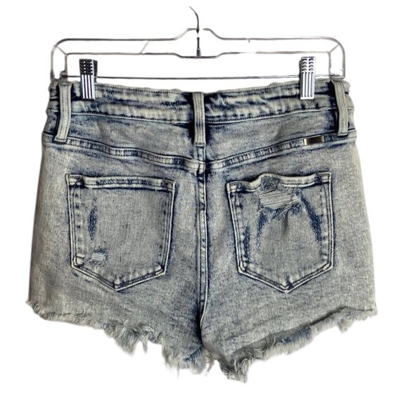 Kancan Jean Shorts Size Large High Rise Light Acid Wash Frayed Festival Grunge - Picture 2 of 6